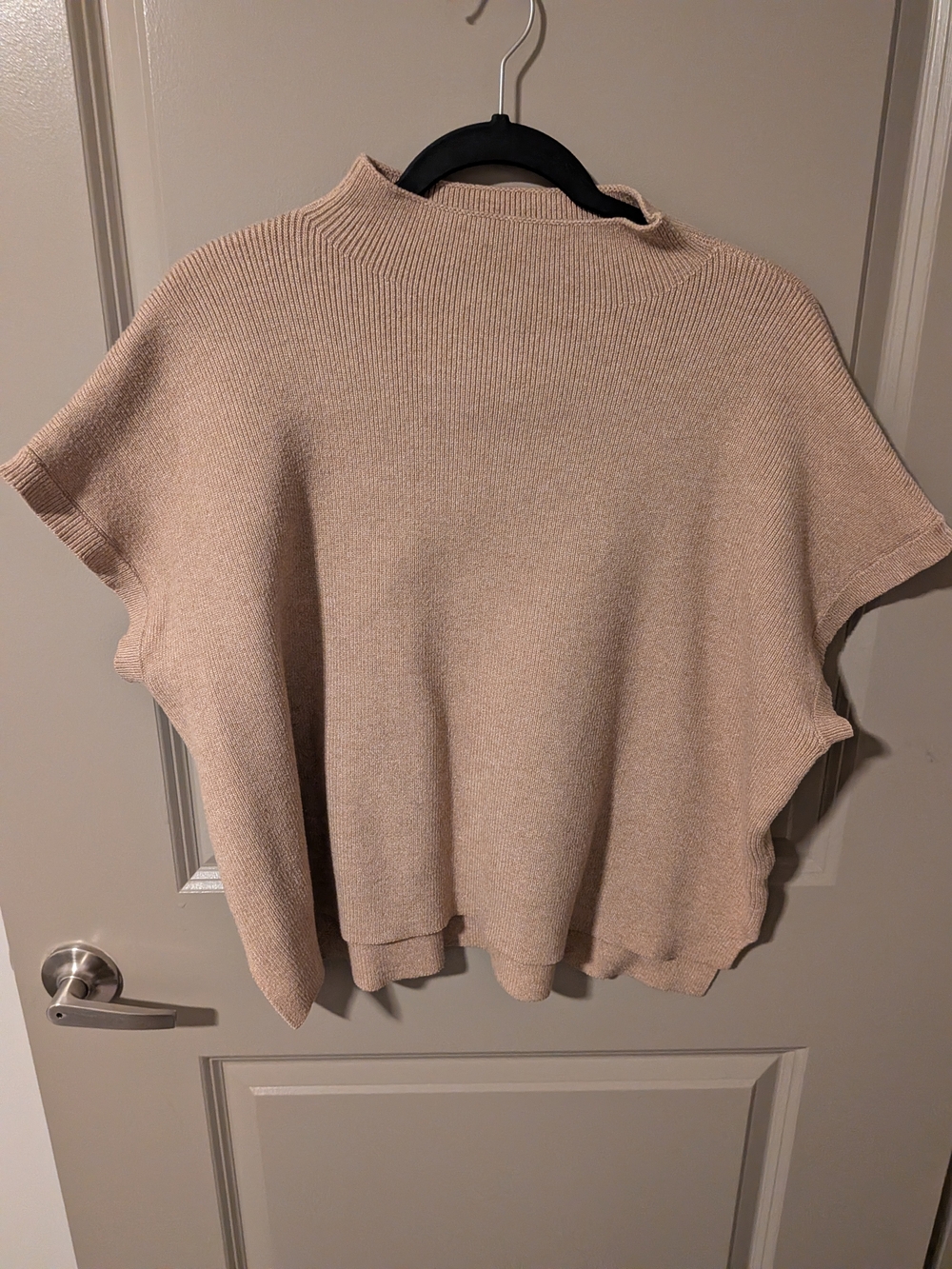 Relaxed Cream Mock-Neck Knit Top